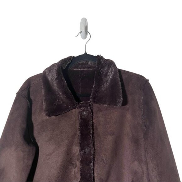 Brandon Thomas Reversible Faux Fur Brown Coat Small - Picture 5 of 15